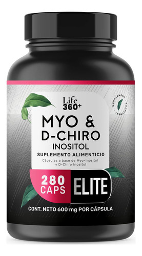 Suplemento Life 360+ Inositol Elite Myo e D-chiro 280 cápsulas de sabor insípido