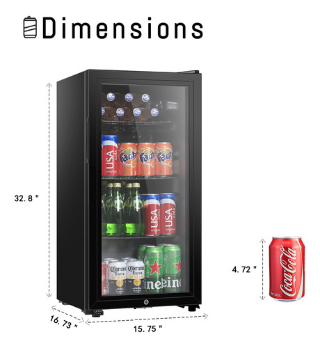 Mini Nevera De 90 Litros Con Puerta De Vidrio Para Bebidas