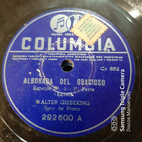 Pasta Walter Gieseking Solo De Piano Columbia 600 C151