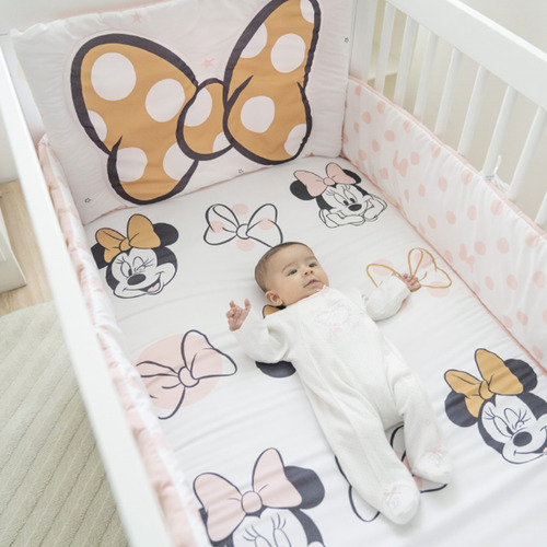 edredon para cuna cama cuna corral Adorable Minnie disney set de 6 piezas para cuna de 80 x 140 cm