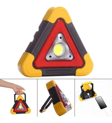 Triangulo Baliza Led Solar Con Cargador Portátil Usb.