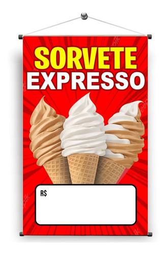 Banner De Sorvete Expresso Morango Máquina Decorativo