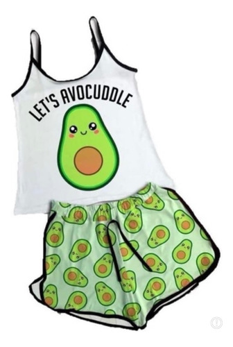 Pijama Aguacate De Moda Short Y Blusa Para Dama Regalo