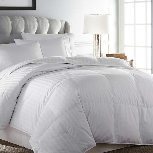 Plumón King Blanco Quilt 100% Fibra Siliconada + 2 Fundas Diseño de la tela Rayado