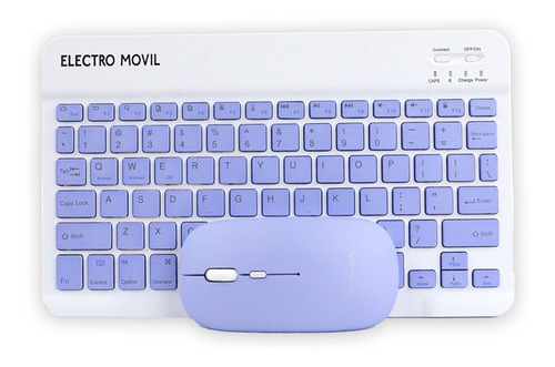 Combo Teclado + Mouse Bluetooh Electro Movil Lila