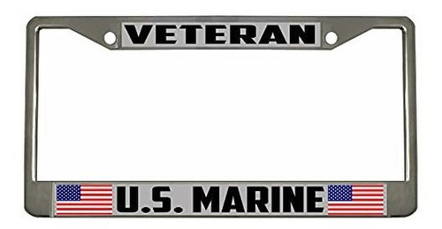 Marco - U.s. Marine Veteran Military Chrome Metal Auto Licen