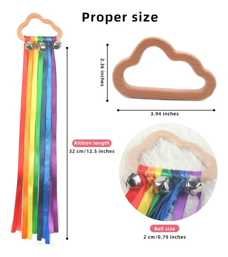 Meroco Rainbow Hand Kite Toys Bells, Rainbow Ribbon Juguete