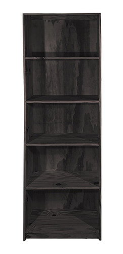 Biblioteca Estanteria 60 Cm Puerta Madera De Pino Maciza Color Negro