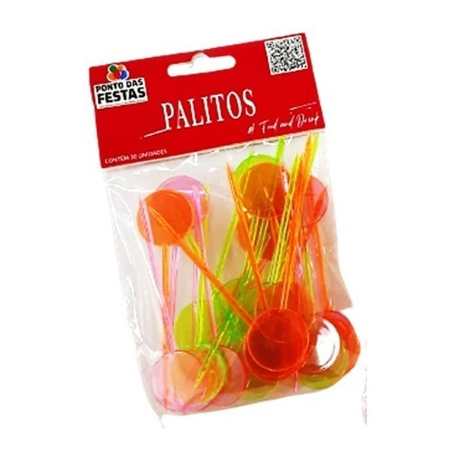 Espeto Para Petisco Neon Ponto De Onibus Cor Sortida C/30un