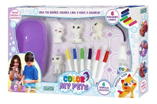 Color My Pets Set 4 Mascotas Pintar Lavar Ditoys Lloretoys