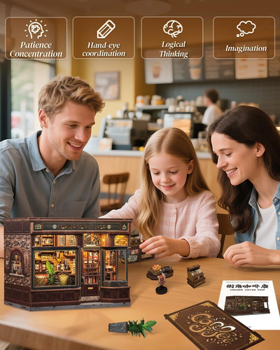 Diy Miniatura Casa De Muñecas Libro Corner Kit Con Luces Led