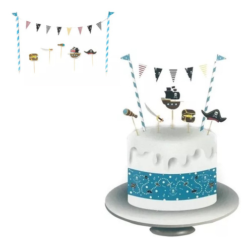  Adorno Torta Cake Toppers Pirata Caribe Decoracion Pinchos