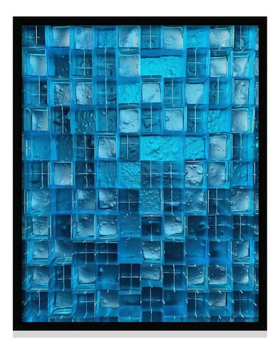 Lienzo Azul Enmarcado Para Pared, Pintura Abstracta, Obra De