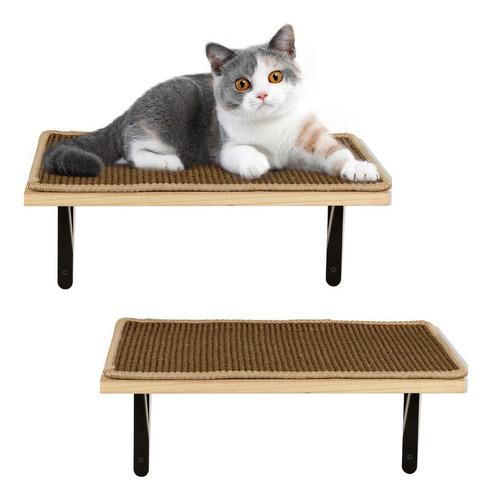 Decosis 2 Estantes Flotantes De Pared Para Gatos Con Alfombr