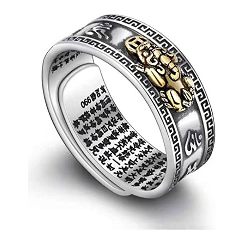 Klmsscxy Anillo Feng Shui Pixiu Mantra Anillos Protección Ri