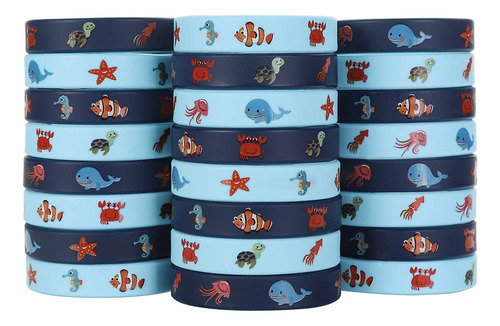 Pack 24 Pulsera Silicona Mar Vida Oceano Animal Decoracion