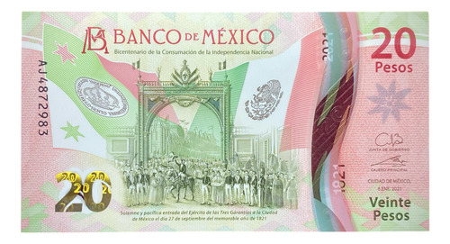 Billete 20 Pesos Mexico 2021 Polimero Pick 132 Ver Fotos