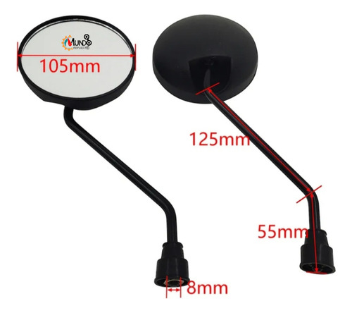 Espejo Retrovisor Para Moto Y Bicimoto 49cc,hilo 8mm