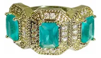 Comprar Anillo Triple Turmalina Indigolita Topacios Blancos Sin Fin