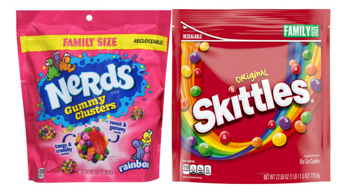 Pack Nerds Gummy Clusters Rainbow + Skittles Sabor Original