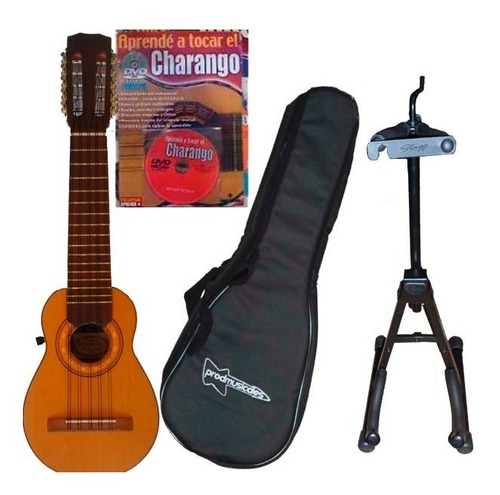 Combo Charango Estudio Con Microfono Funda Soporte Libro