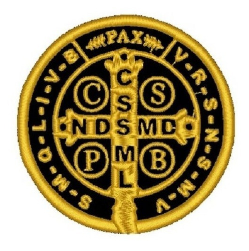 Patch Bordado Termocolante - Cruz Medalha São Bento