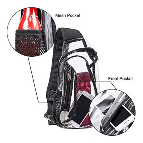 Mochila Cruzada De Pvc Transparente A Prueba De Agua 3 Pieza