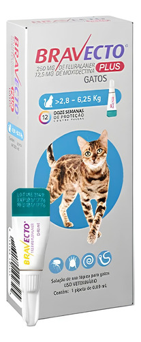 Antiparasitário Plus Gatos Bravecto Transdermal 2,8-6,25kg