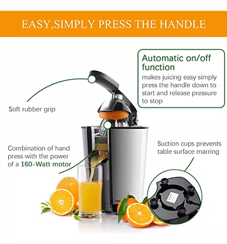 Homeleader Exprimidor eléctrico de cítricos, exprimidor de limón con acero  inoxidable, exprimidor de naranja con dos conos, potente motor para