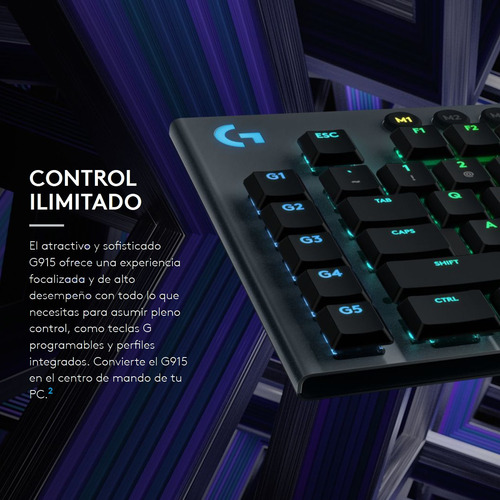 Imagen 5 de 10 de Logitech G915 Lightspeed, Teclado Gamer Mecánico Inalámbrico