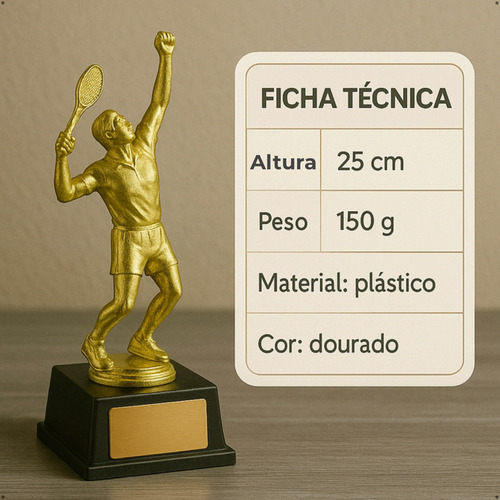 Troféu Premiação Beach Tenis 25cm Taça Esportes Eventos