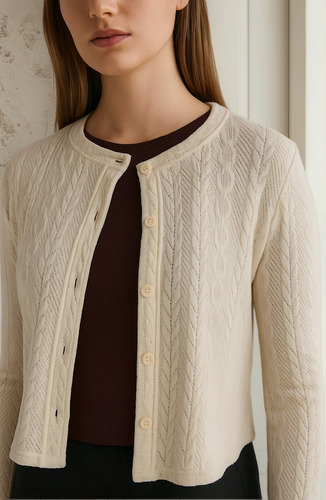 Saco Tapado Corto Cardigan Tejido Crochet Casual Moda Dama