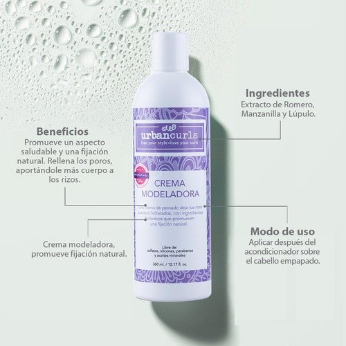 Imagen 2 de 7 de Crema Moldeadora Urban Curls Para Rizos 360 Ml