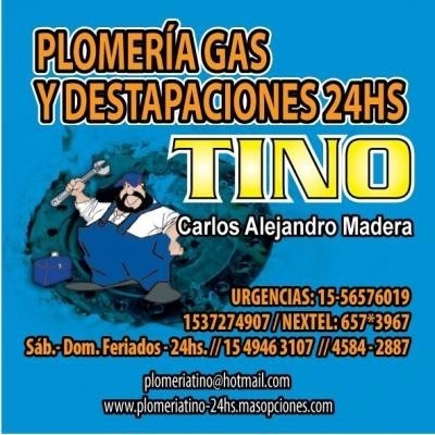 Imagen 6 de 6 de Plomero Gasista Destapaciones Tino 24hs. Urgencias