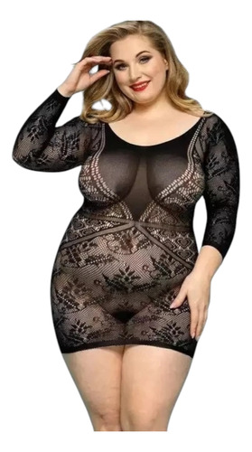 Sexy Red Talla Extra Lencería Malla Plus Size Negro Red Extra