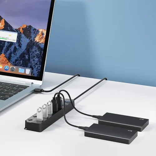 Hub Usb Onfinio 3.0 De 7 Puertos Con Interruptores Y Luces I