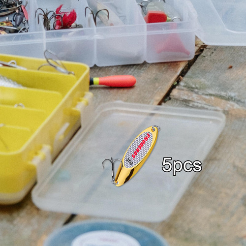 5 Piezas Cucharas De Pesca Señuelos Cucharas De Oro 35g
