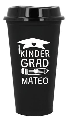15 Vasos Personalizados Cafetero Kinder Graduación De 475ml Color Negro