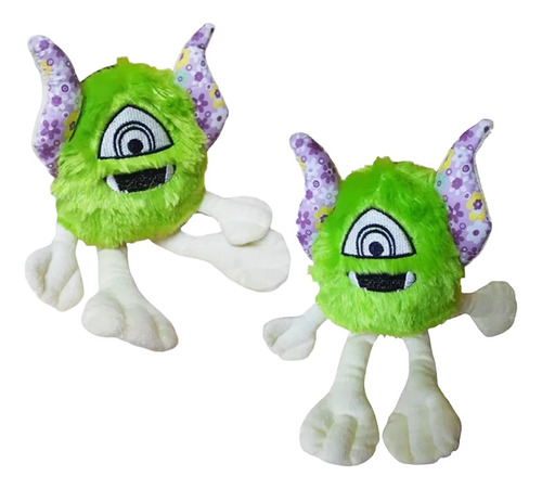 Setx2 Peluche Apego Mascota Mounstro Chifle Floreado Verde