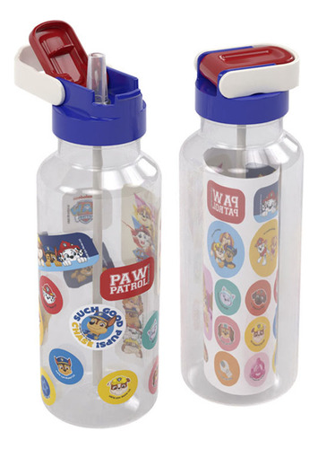 Garrafinha Patrulha Canina Fun Com Canudo E Adesivos 600ml