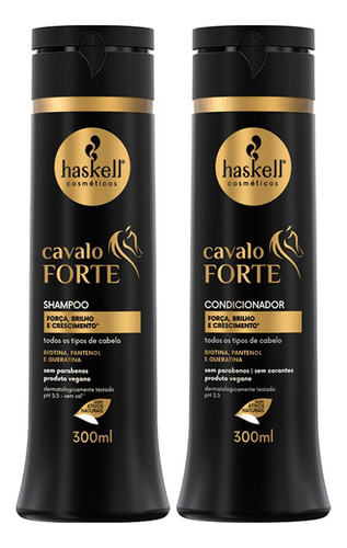 Kit Shampoo Condicionador 300ml Haskell Cavalo Forte