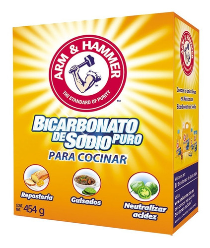 Imagen 2 de 3 de Bicarbonato De Sodio Puro Para Cocinar 454g Arm & Hammer