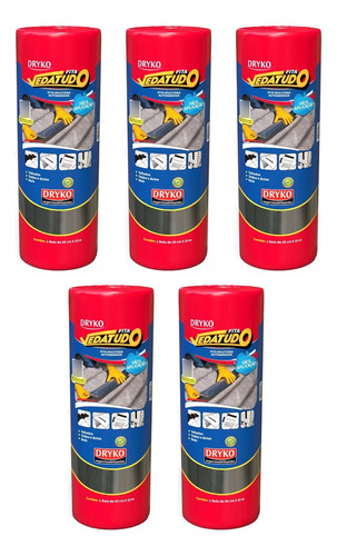 5x Manta Asfáltica Aluminizada Telhado Auto Adesiva 45cmx10m