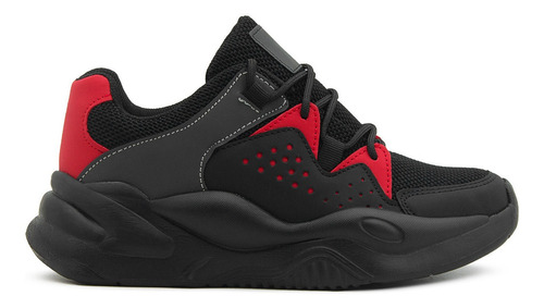 Tenis Sneaker Moda Deportivo Unisex Negro/rojo 22-29