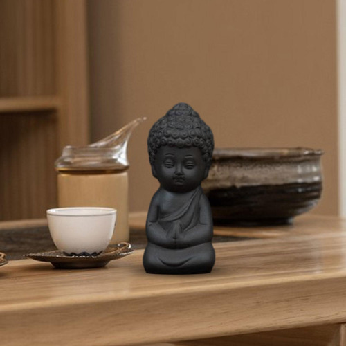 Mini Estatua De Buda De Arcilla Cerámica, Mascota De Té,