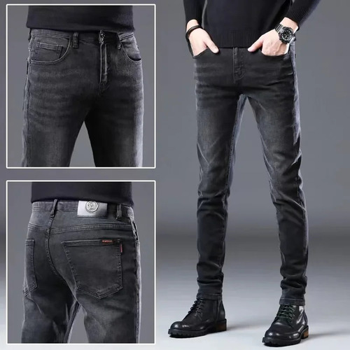Leggings De Mezclilla De Corte Ajustado Para Hombre, Estilo