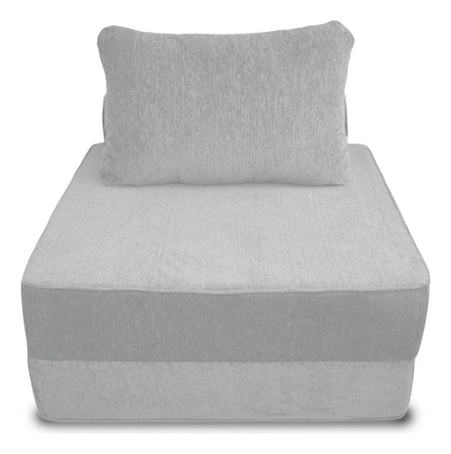Sofá Cama Individual Plegable + Cojín Espacio Optimizado Silver Liso