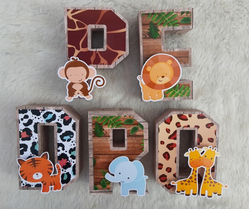 Letras 3d. Animales De La Selva 14 Cm De Alto X 4