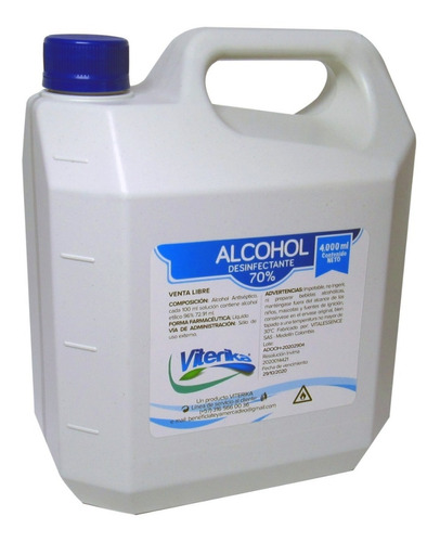 Alcohol Desinfectante 4000ml Tapa Azul