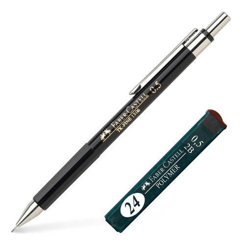 Portaminas Tk Fine 1306 Negro Faber 0.5mm + Estuche 24 Minas